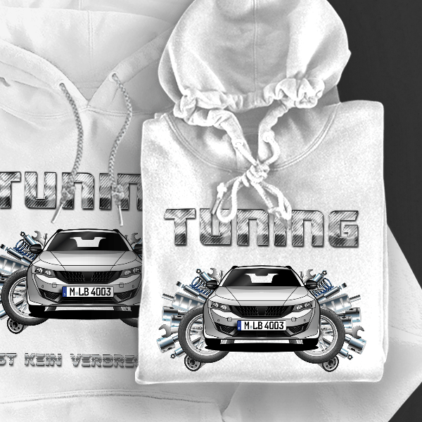 508 SW PSE Hoodie für Damen u. Herren personalisiert mit deinem Auto u. Kennzeichen!