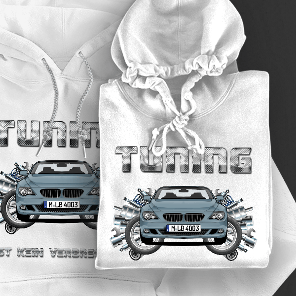 6er Reihe Cabriolet Hoodie für Damen u. Herren personalisiert mit deinem Auto u. Kennzeichen!
