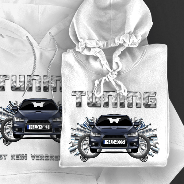 Lancer Sportback Hoodie für Damen u. Herren personalisiert mit deinem Auto u. Kennzeichen!
