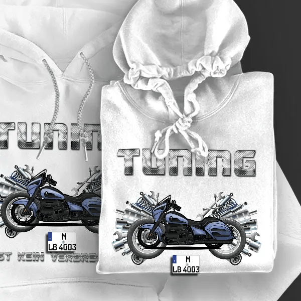 R 18 B Hoodie für Damen u. Herren personalisiert mit deinem Motorrad u. Kennzeichen!
