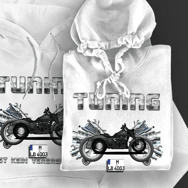 Freewheeler Hoodie für Damen u. Herren personalisiert mit deinem Motorrad u. Kennzeichen!