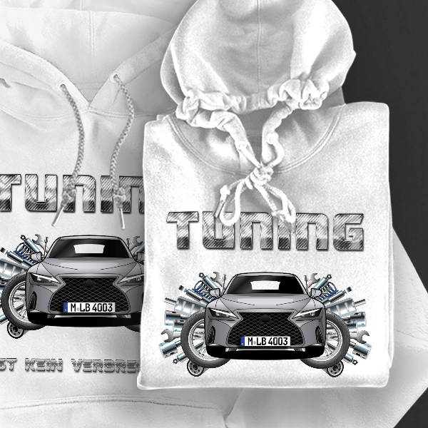 IS Hoodie für Damen u. Herren personalisiert mit deinem Auto u. Kennzeichen!