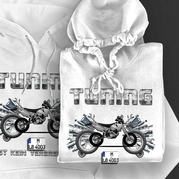525 EXC Hoodie für Damen u. Herren personalisiert mit deinem Motorrad u. Kennzeichen!