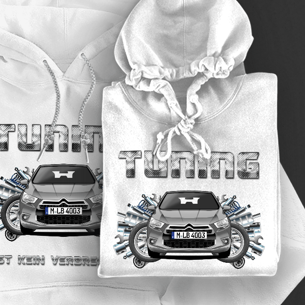 DS4 Hoodie für Damen u. Herren personalisiert mit deinem Auto u. Kennzeichen!