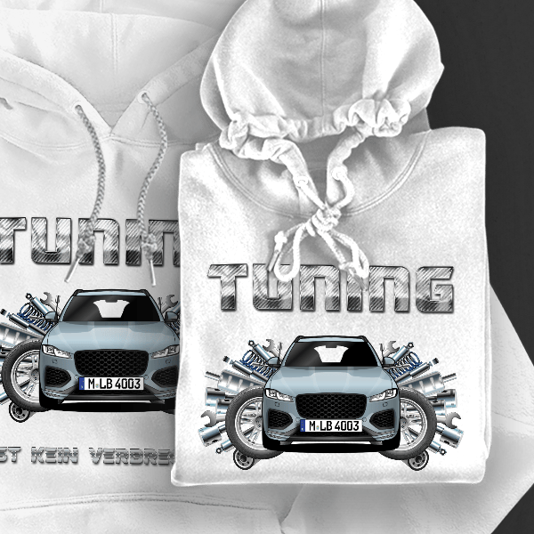 F-Pace Hoodie für Damen u. Herren personalisiert mit deinem Auto u. Kennzeichen!