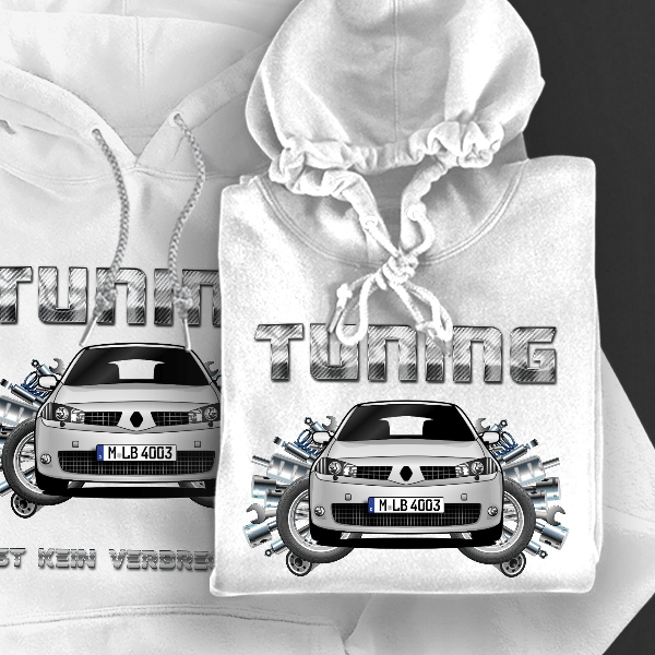 Megane (3-Türer) Hoodie für Damen u. Herren personalisiert mit deinem Auto u. Kennzeichen!