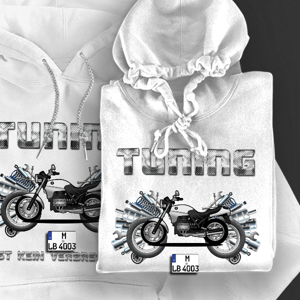 K 75 Hoodie für Damen u. Herren personalisiert mit deinem Motorrad u. Kennzeichen!