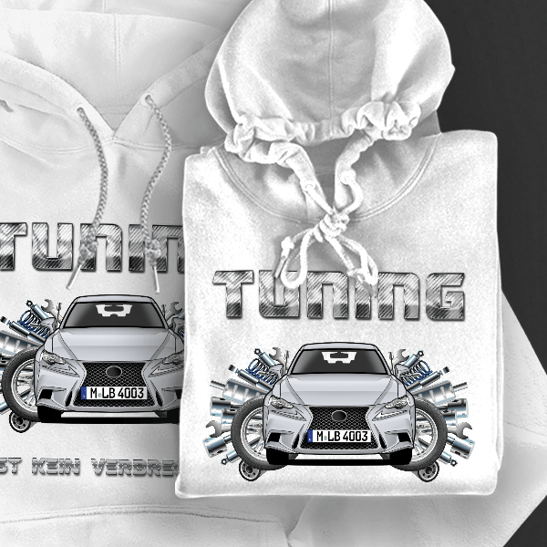IS F Sport Hoodie für Damen u. Herren personalisiert mit deinem Auto u. Kennzeichen!
