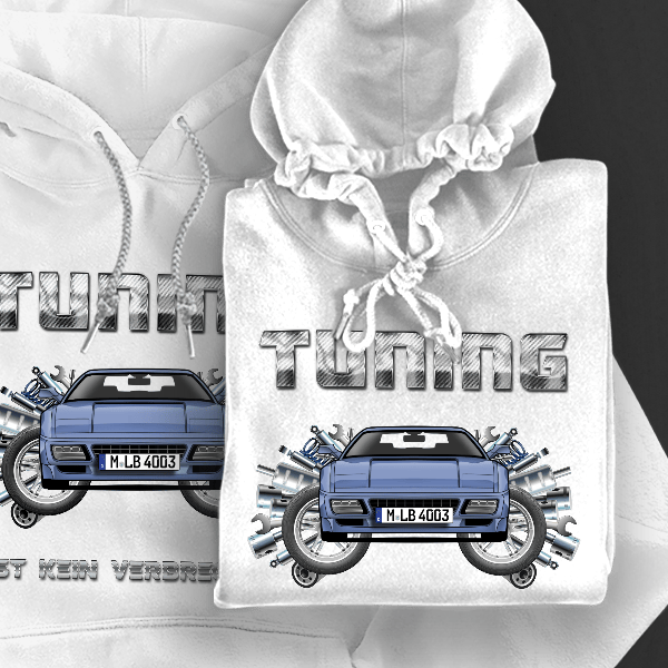 348 Coupe Hoodie für Damen u. Herren personalisiert mit deinem Auto u. Kennzeichen!