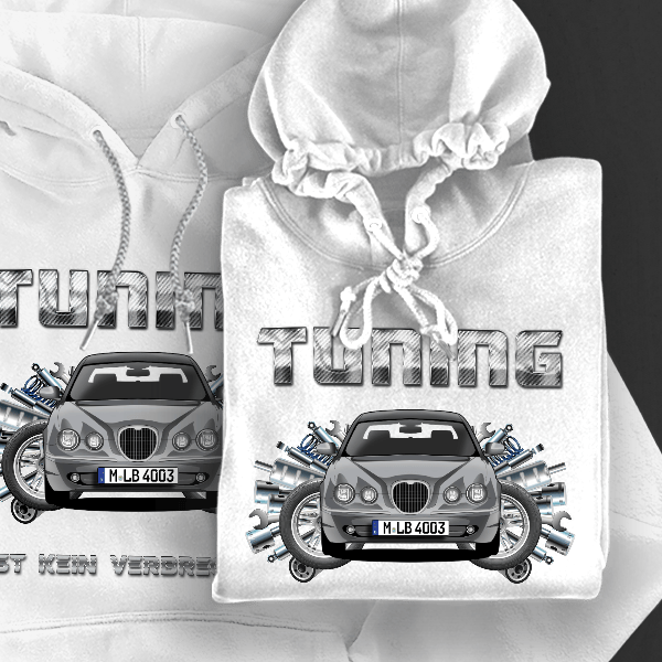 S-Type Hoodie für Damen u. Herren personalisiert mit deinem Auto u. Kennzeichen!