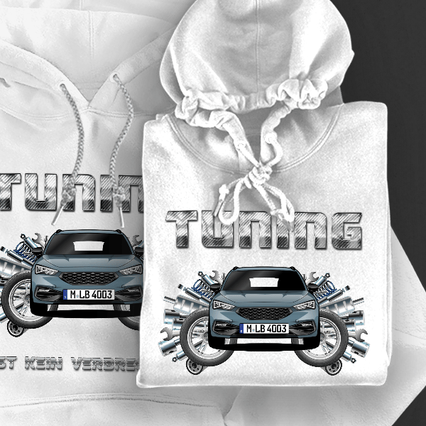 Leon Sportstourer Hoodie für Damen u. Herren personalisiert mit deinem Auto u. Kennzeichen!