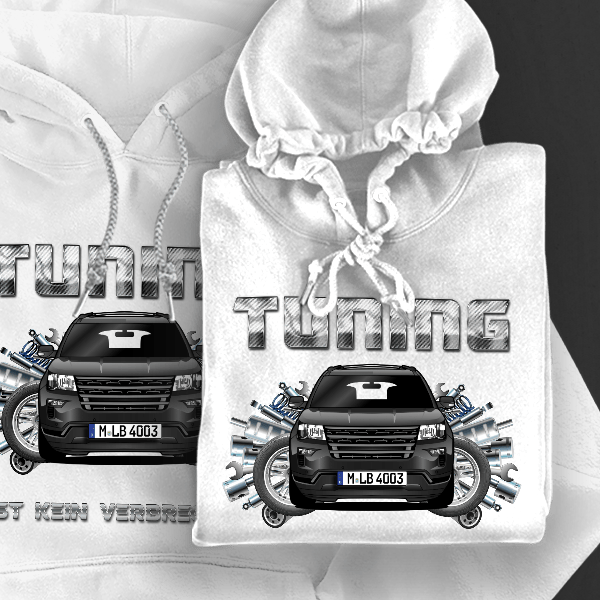 Explorer Hoodie für Damen u. Herren personalisiert mit deinem Auto u. Kennzeichen!