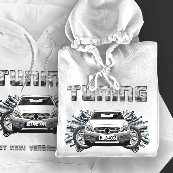 A-Klasse Hoodie für Damen u. Herren personalisiert mit deinem Auto u. Kennzeichen!