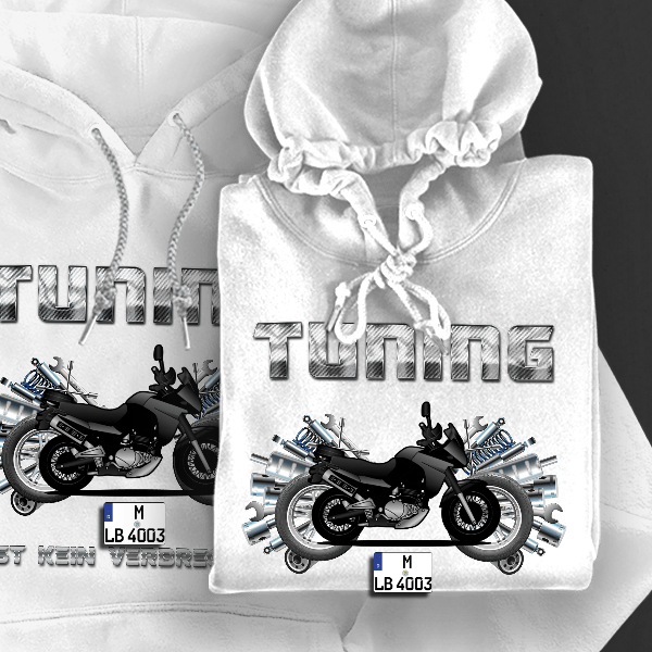 KLE 500 Hoodie für Damen u. Herren personalisiert mit deinem Motorrad u. Kennzeichen!