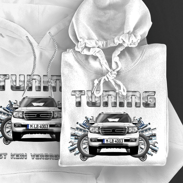 Land Cruiser Hoodie für Damen u. Herren personalisiert mit deinem Auto u. Kennzeichen!