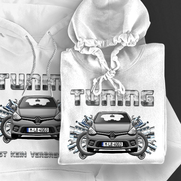 Clio GT Hoodie für Damen u. Herren personalisiert mit deinem Auto u. Kennzeichen!