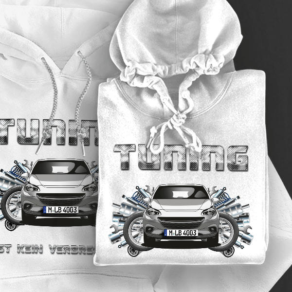 Corsa Hoodie für Damen u. Herren personalisiert mit deinem Auto u. Kennzeichen!