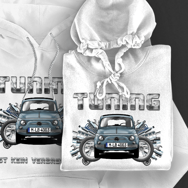 500 Hoodie für Damen u. Herren personalisiert mit deinem Auto u. Kennzeichen!