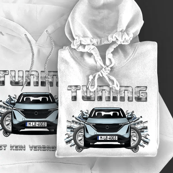 Ariya Hoodie für Damen u. Herren personalisiert mit deinem Auto u. Kennzeichen!