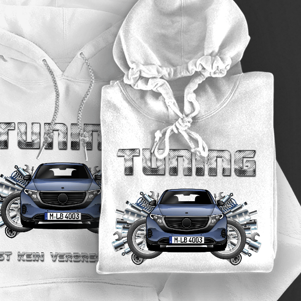 EQC Hoodie für Damen u. Herren personalisiert mit deinem Auto u. Kennzeichen!