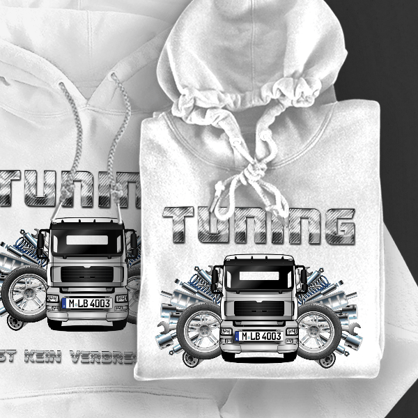 TGA 18.350 Hoodie für Damen u. Herren personalisiert mit deinem LKW u. Kennzeichen!