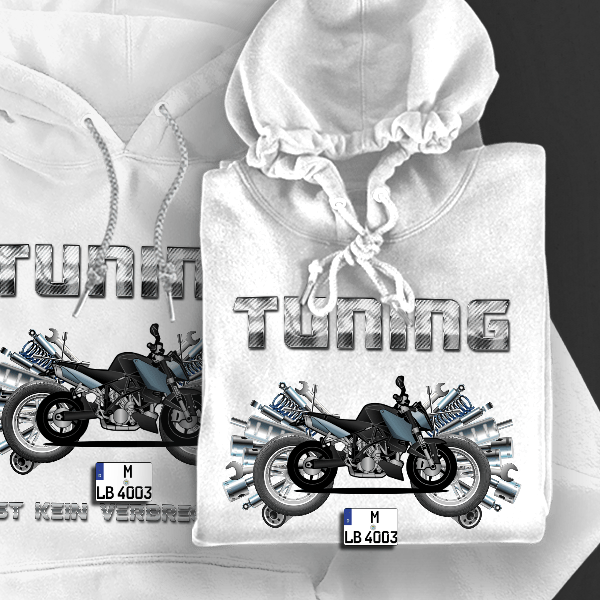 990 Super Duke Hoodie für Damen u. Herren personalisiert mit deinem Motorrad u. Kennzeichen!