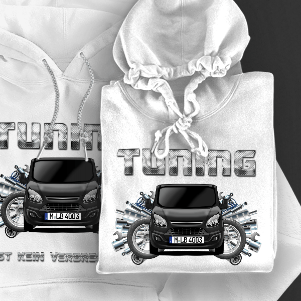 Tourneo Custom Hoodie für Damen u. Herren personalisiert mit deinem Auto u. Kennzeichen!