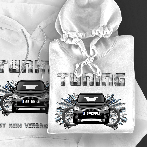 Tiida (5-Türer) Hoodie für Damen u. Herren personalisiert mit deinem Auto u. Kennzeichen!