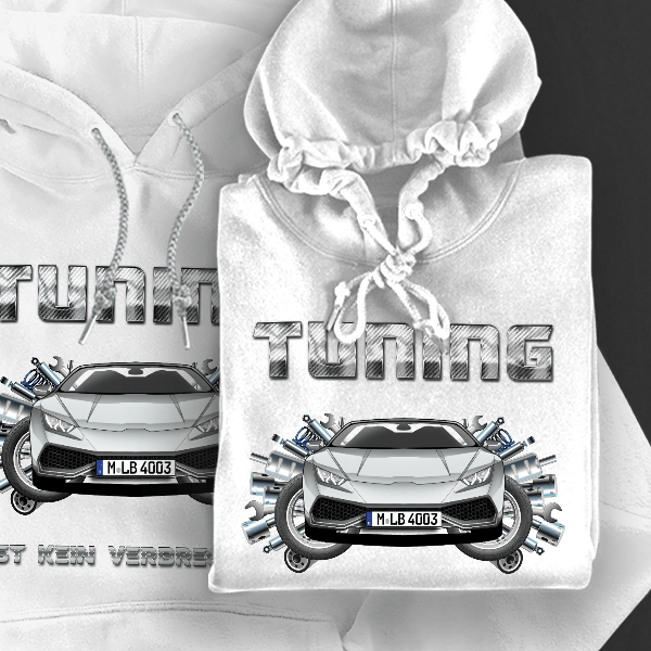 Huracan Roadster Hoodie für Damen u. Herren personalisiert mit deinem Auto u. Kennzeichen!