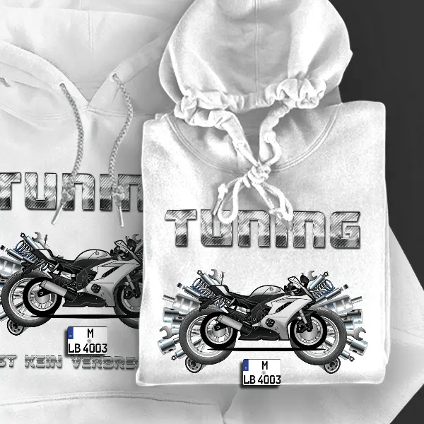 YZF-R6 Hoodie für Damen u. Herren personalisiert mit deinem Motorrad u. Kennzeichen!