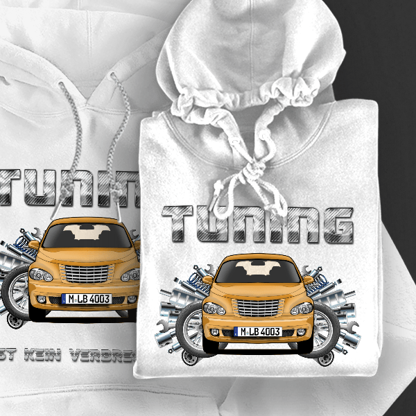 PT Cruiser (5-Türer) Hoodie für Damen u. Herren personalisiert mit deinem Auto u. Kennzeichen!