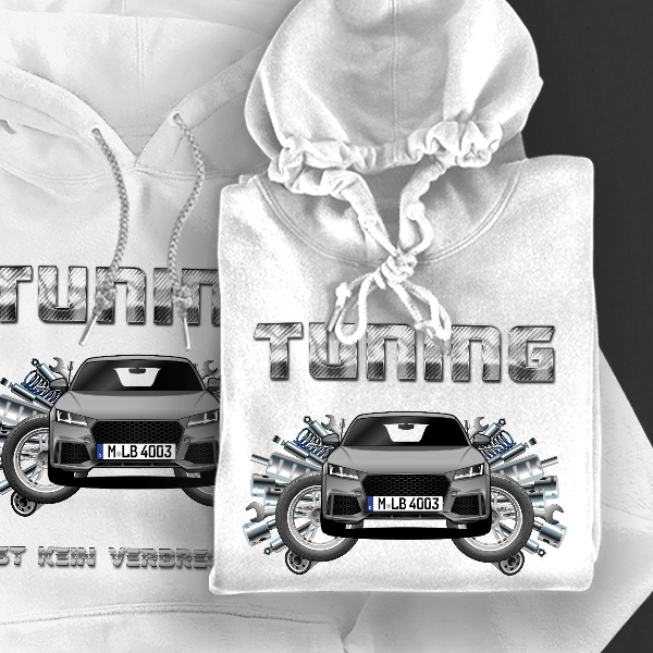 TT RS Hoodie für Damen u. Herren personalisiert mit deinem Auto u. Kennzeichen!