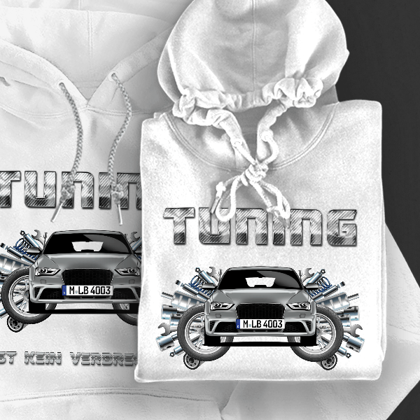 RS4 Hoodie für Damen u. Herren personalisiert mit deinem Auto u. Kennzeichen!