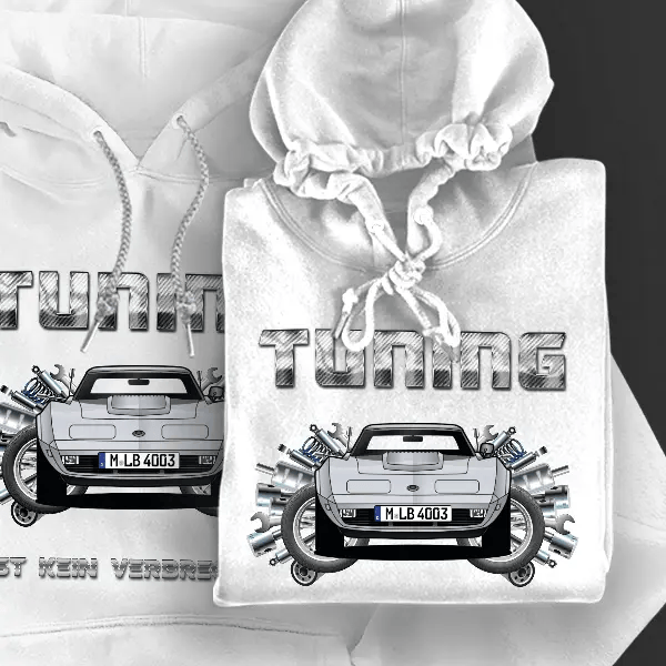 Corvette C3 Cabriolet Hoodie für Damen u. Herren personalisiert mit deinem Auto u. Kennzeichen!