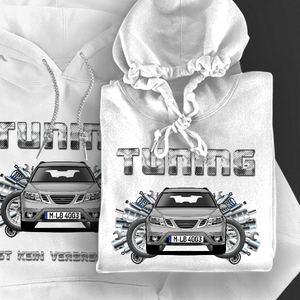 9-3 X Hoodie für Damen u. Herren personalisiert mit deinem Auto u. Kennzeichen!