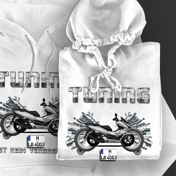 PCX 125 Hoodie für Damen u. Herren personalisiert mit deinem Motorrad u. Kennzeichen!