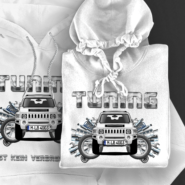H3 Hoodie für Damen u. Herren personalisiert mit deinem Auto u. Kennzeichen!