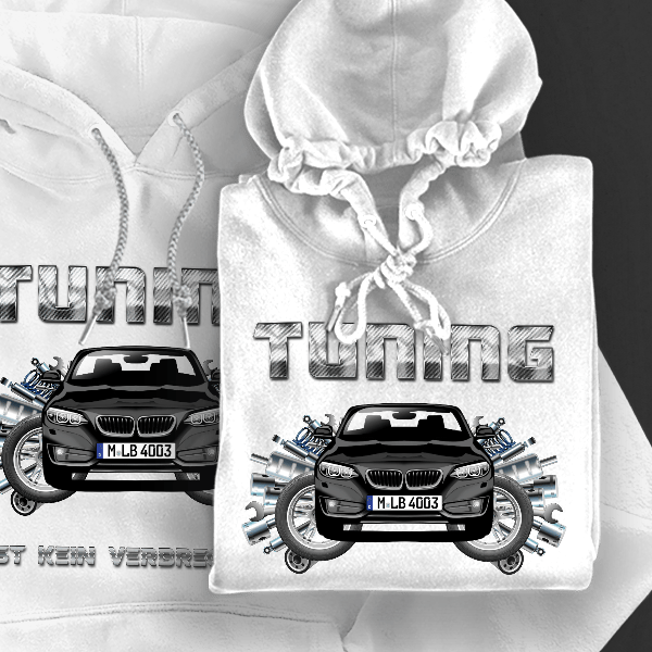 2er Reihe Cabriolet Hoodie für Damen u. Herren personalisiert mit deinem Auto u. Kennzeichen!