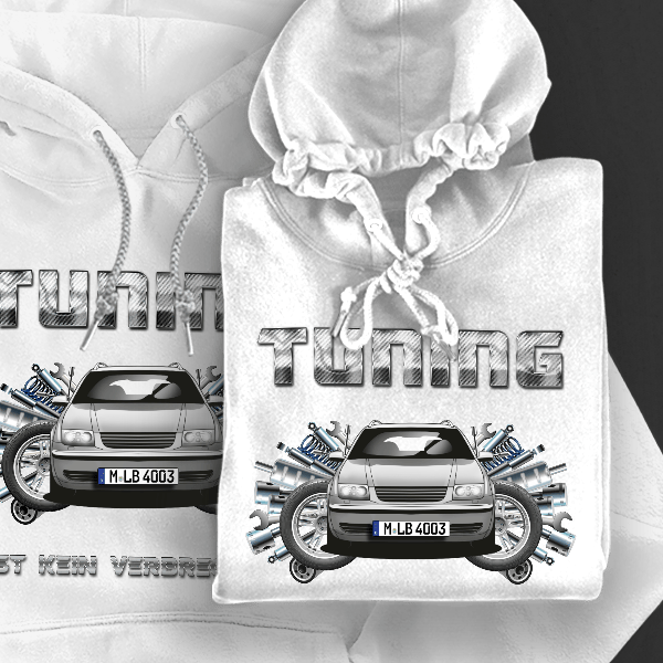 Bora Limousine Hoodie für Damen u. Herren personalisiert mit deinem Auto u. Kennzeichen!