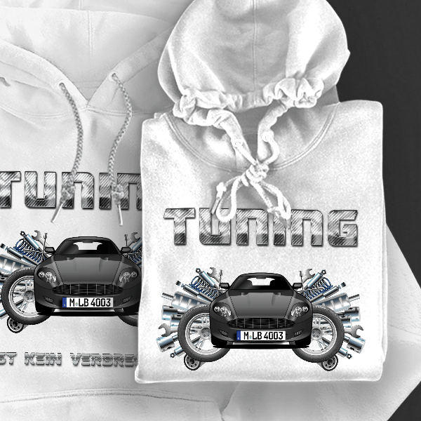 DB9 Coupe Hoodie für Damen u. Herren personalisiert mit deinem Auto u. Kennzeichen!