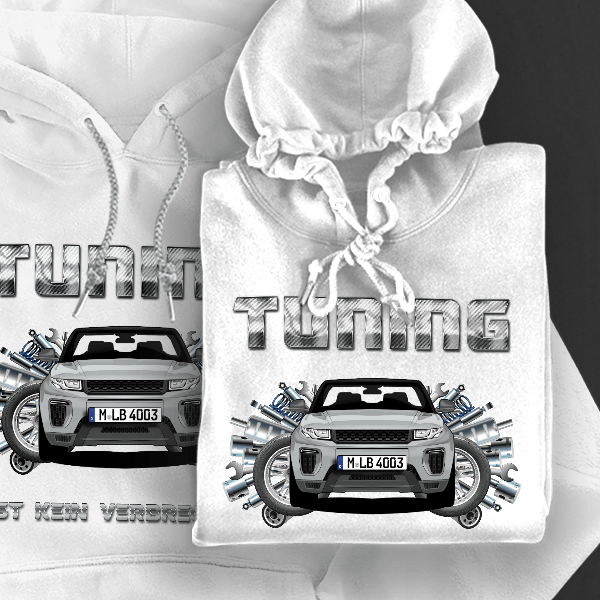 Evoque Cabriolet Hoodie für Damen u. Herren personalisiert mit deinem Auto u. Kennzeichen!