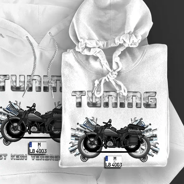 R 75 Hoodie für Damen u. Herren personalisiert mit deinem Motorrad u. Kennzeichen!