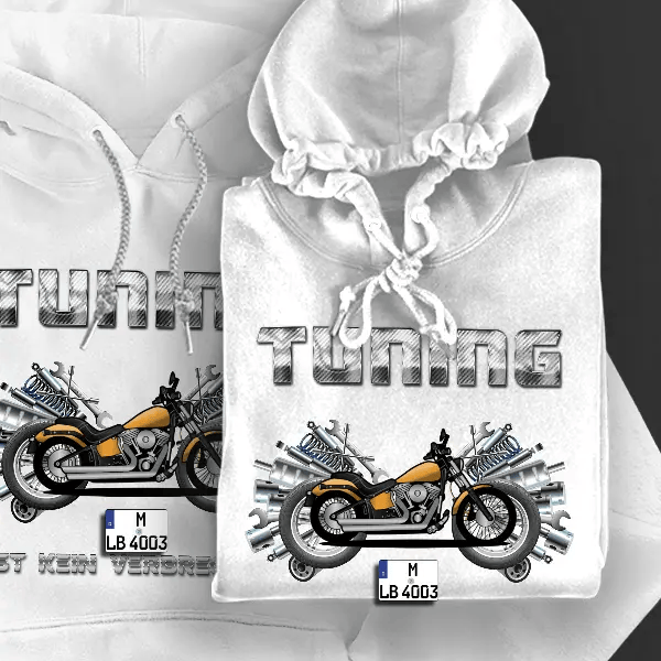 Blackline Hoodie für Damen u. Herren personalisiert mit deinem Motorrad u. Kennzeichen!