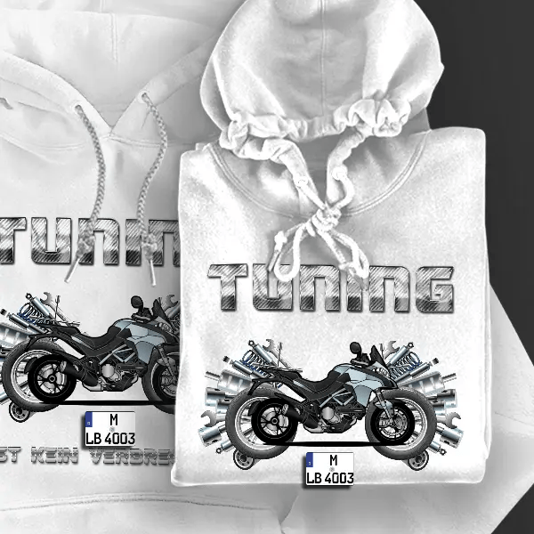 Multistrada 1260 Pikes Peak Hoodie für Damen u. Herren personalisiert mit deinem Motorrad u. Kennzeichen!