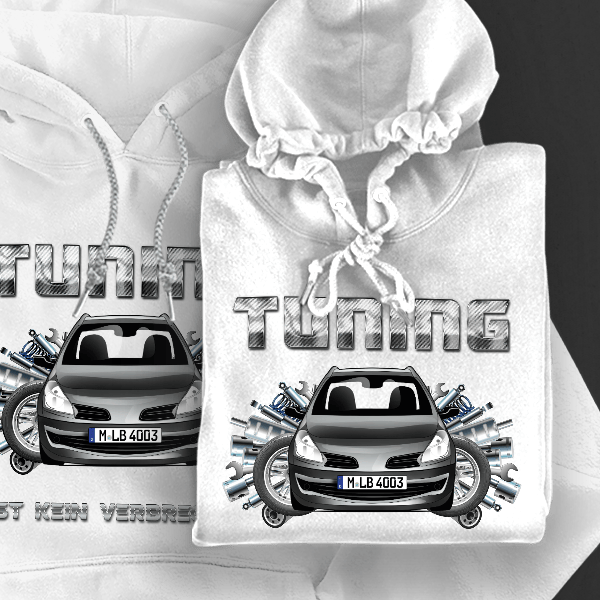 Clio (3-Türer) Hoodie für Damen u. Herren personalisiert mit deinem Auto u. Kennzeichen!