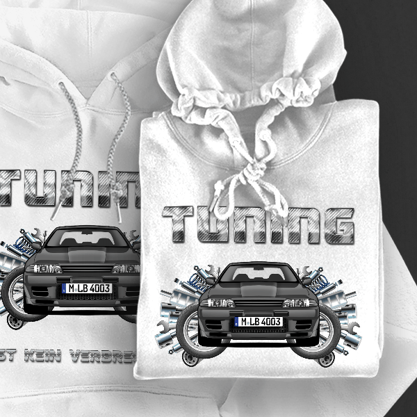 Skyline GTR Hoodie für Damen u. Herren personalisiert mit deinem Auto u. Kennzeichen!