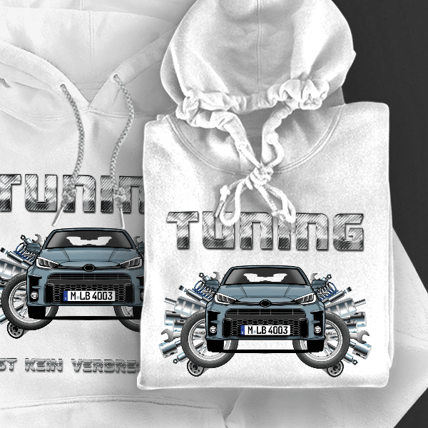 Yaris GR Hoodie für Damen u. Herren personalisiert mit deinem Auto u. Kennzeichen!