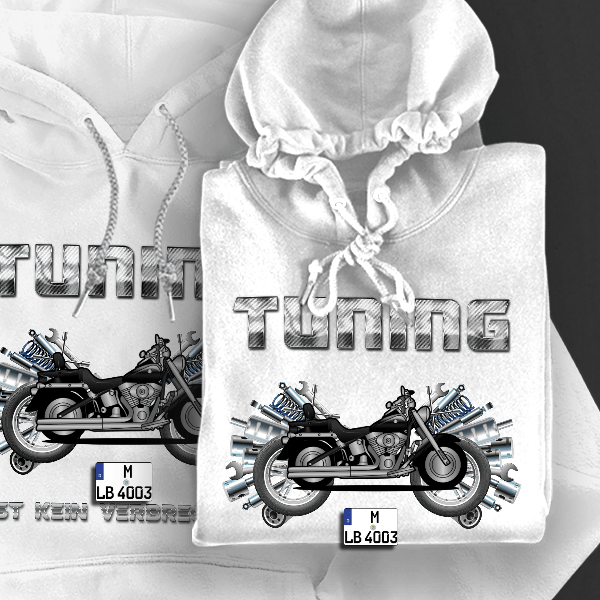 FLSTF Fat Boy Hoodie für Damen u. Herren personalisiert mit deinem Motorrad u. Kennzeichen!