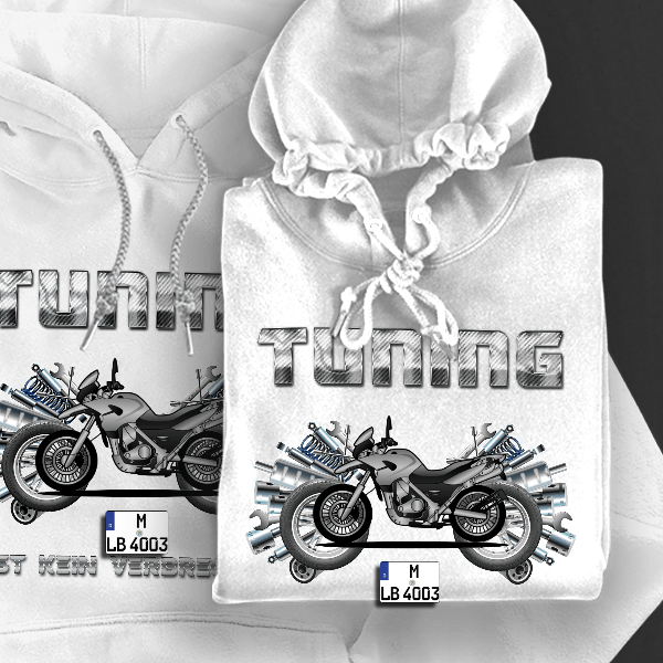 F 650 GS Hoodie für Damen u. Herren personalisiert mit deinem Motorrad u. Kennzeichen!