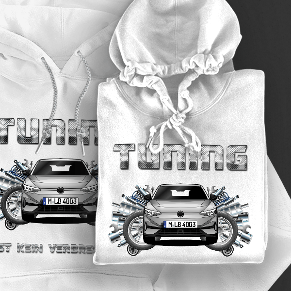 ID.7 Hoodie für Damen u. Herren personalisiert mit deinem Auto u. Kennzeichen!